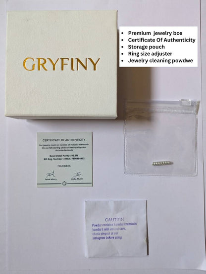 Floral Blue Silver Stackable Ring