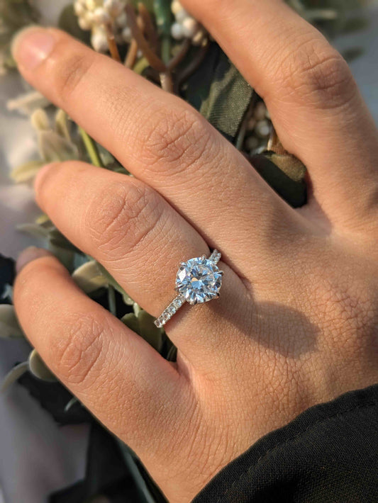 Blossom Round Solitaire Silver Ring