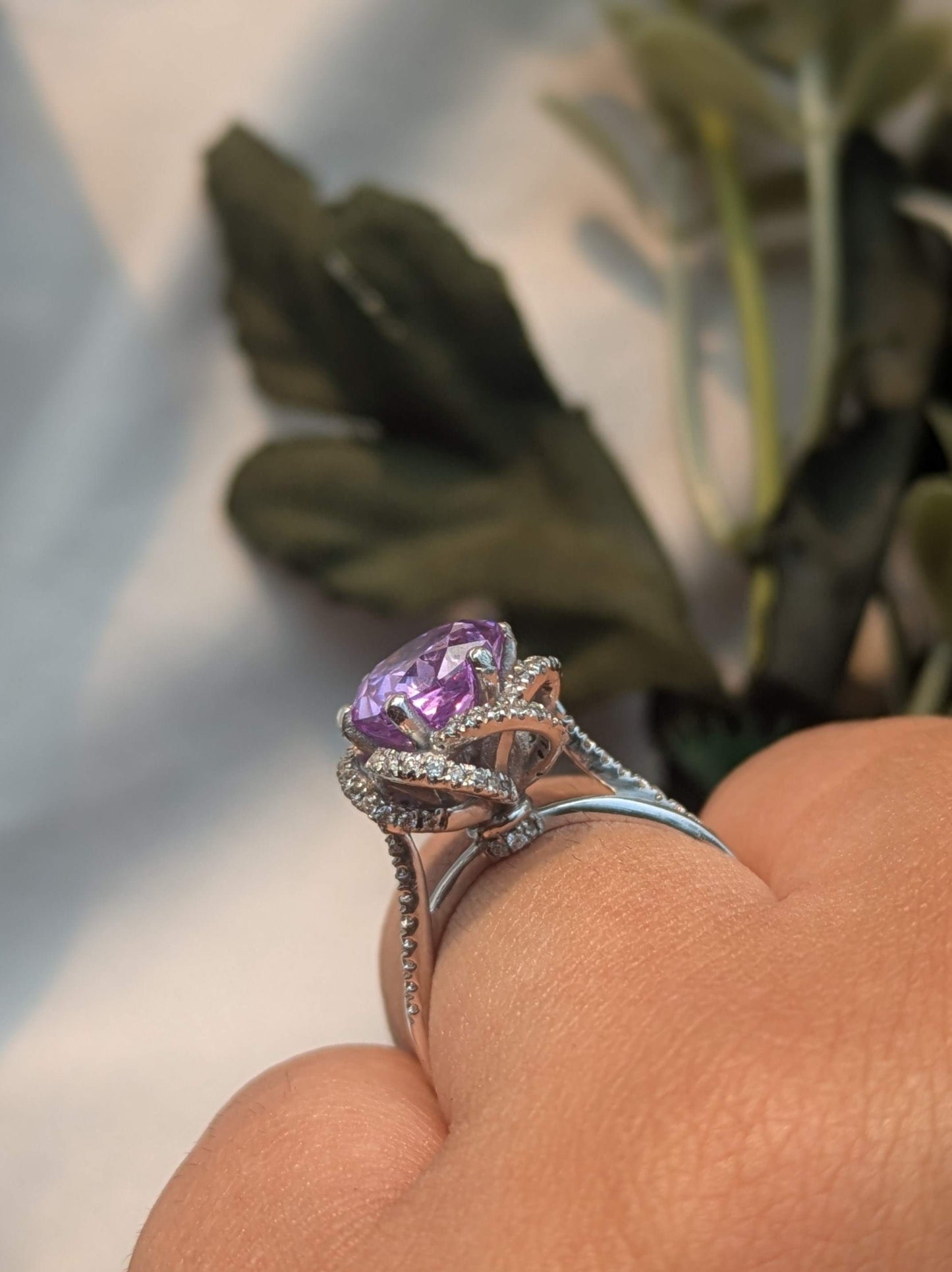 2Ct Purple Rose Cut Cynthia Luxe Round Solitaire Silver Ring For Women