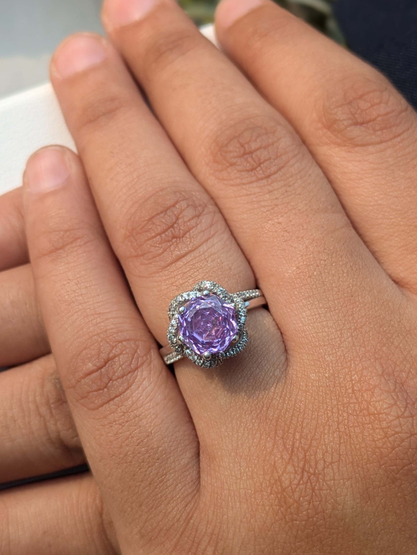 2Ct Purple Rose Cut Cynthia Luxe Round Solitaire Silver Ring For Women