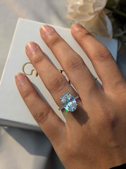 Isabella Oval Solitaire Silver Ring