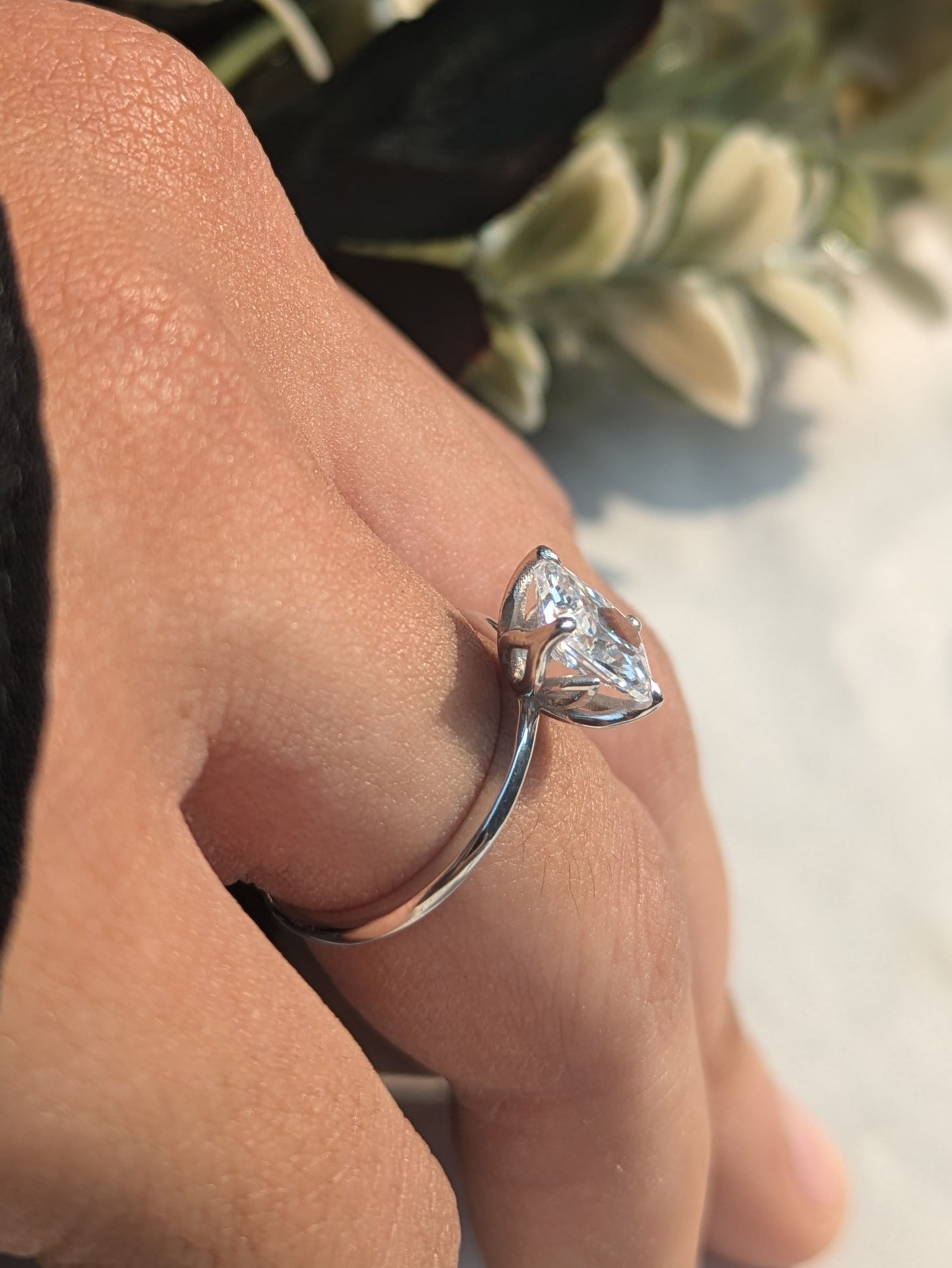 Maren Silver Radiant Solitaire Ring