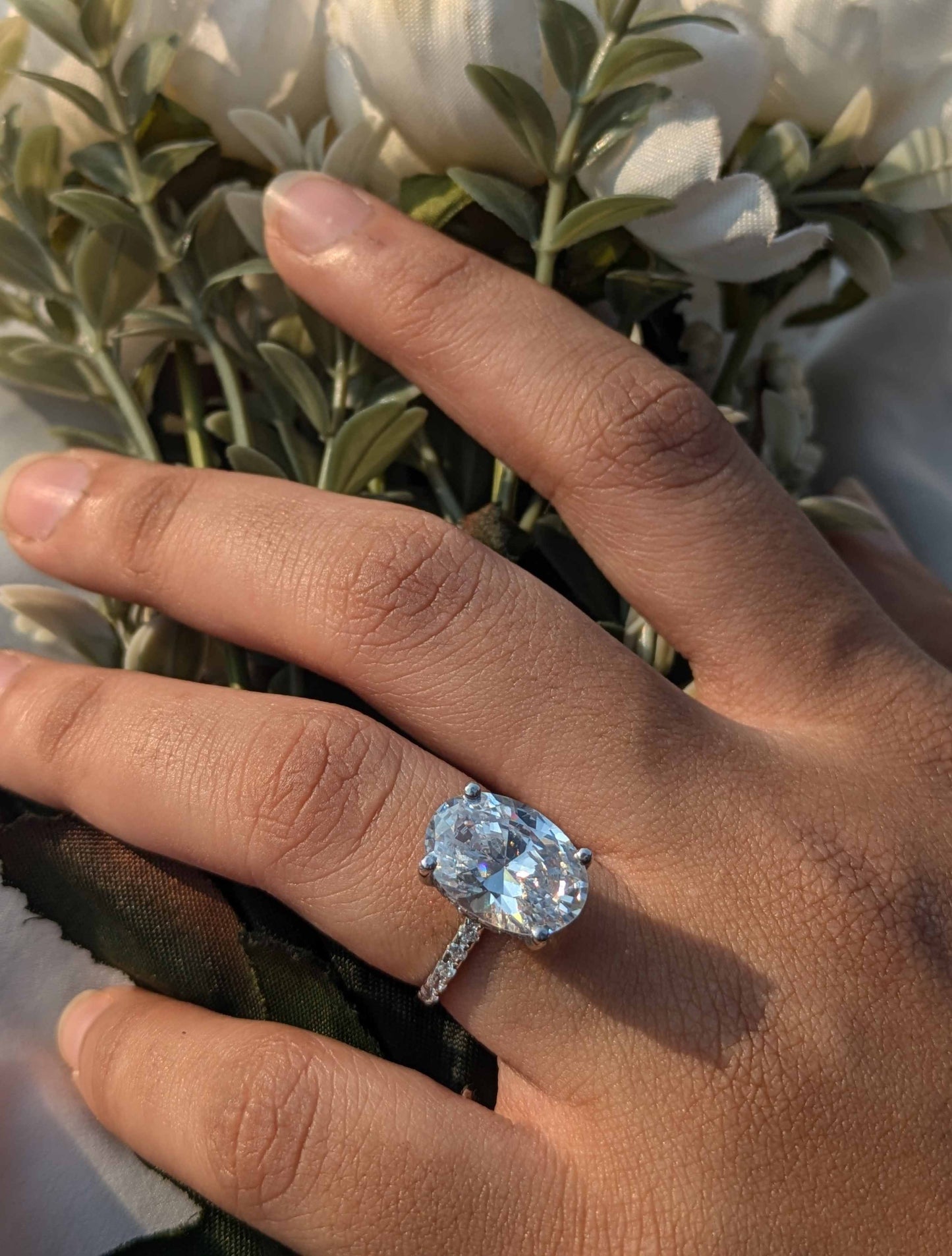 Isabella Oval Solitaire Silver Ring