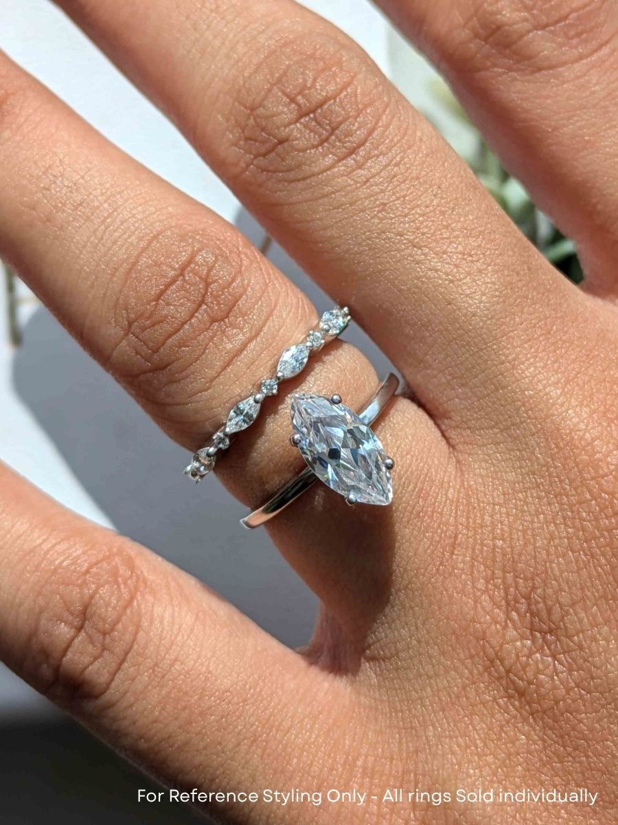Marquise & Round Silver Stackable Ring