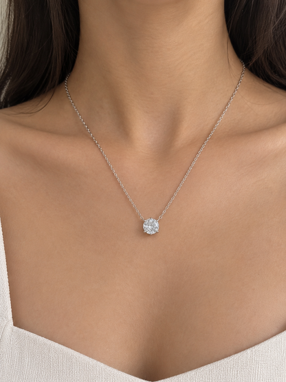 2Ct White Cut Pink Round Diamond Pendant