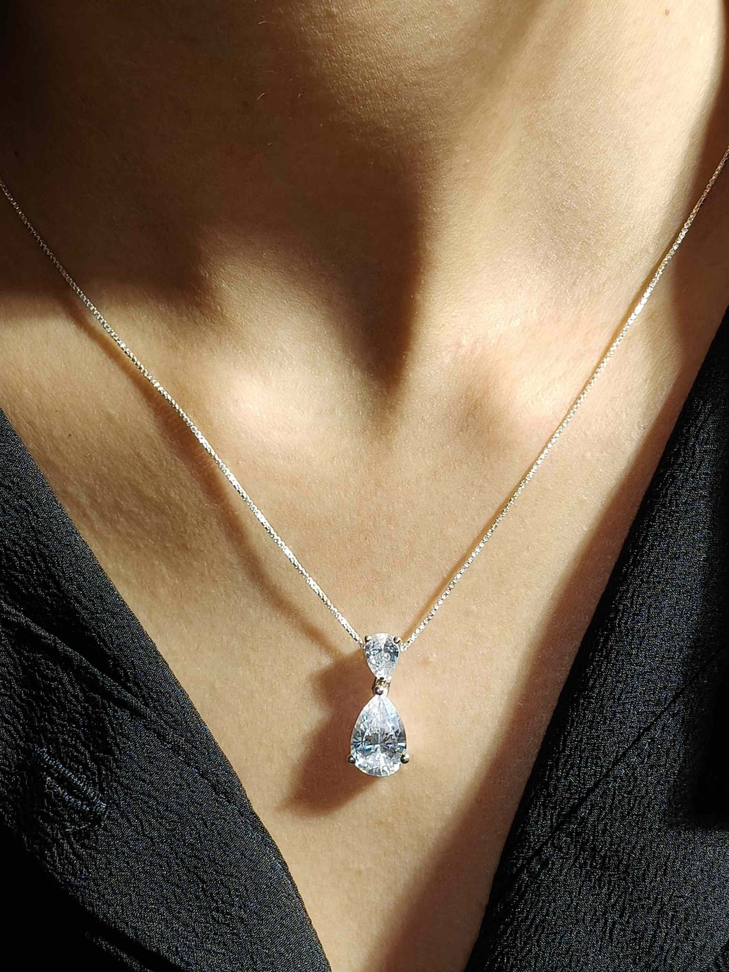 Pear & Pear Silver Pendant