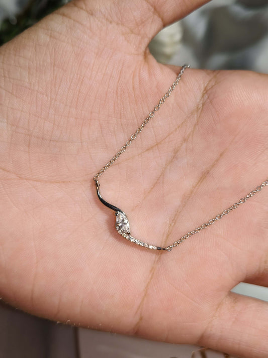 Curve Marquise Silver Necklace