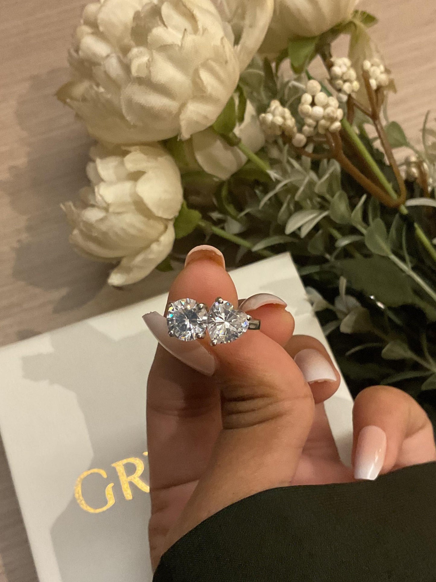 Heart & Round Toi Et Moi Solitaire Silver Ring