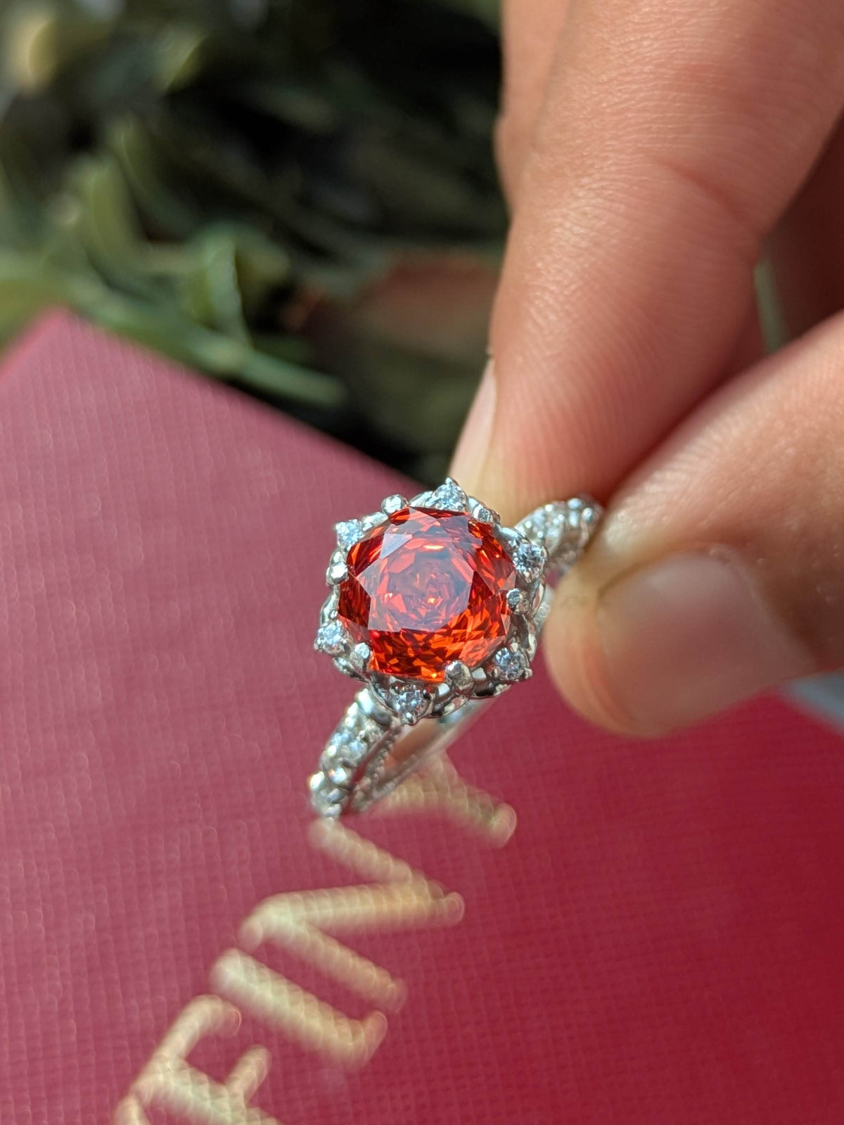 2Ct Fire Red Rose Cut Marell Luxe Round Solitaire Silver Ring For Women
