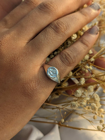 Fleur Silver Signet  Ring
