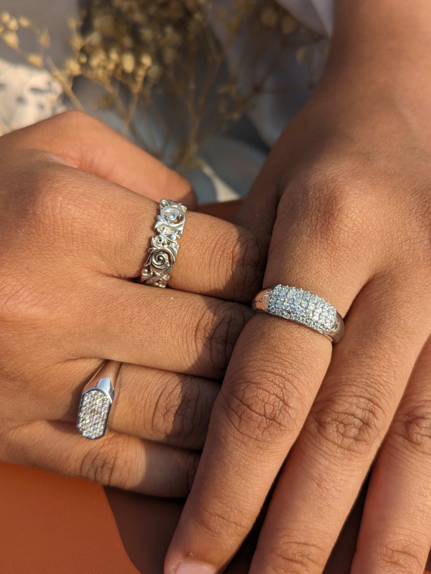 Pyra Silver Pave Diamond Ring