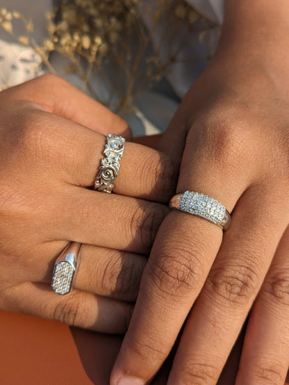 Pyra Silver Pave Diamond Ring
