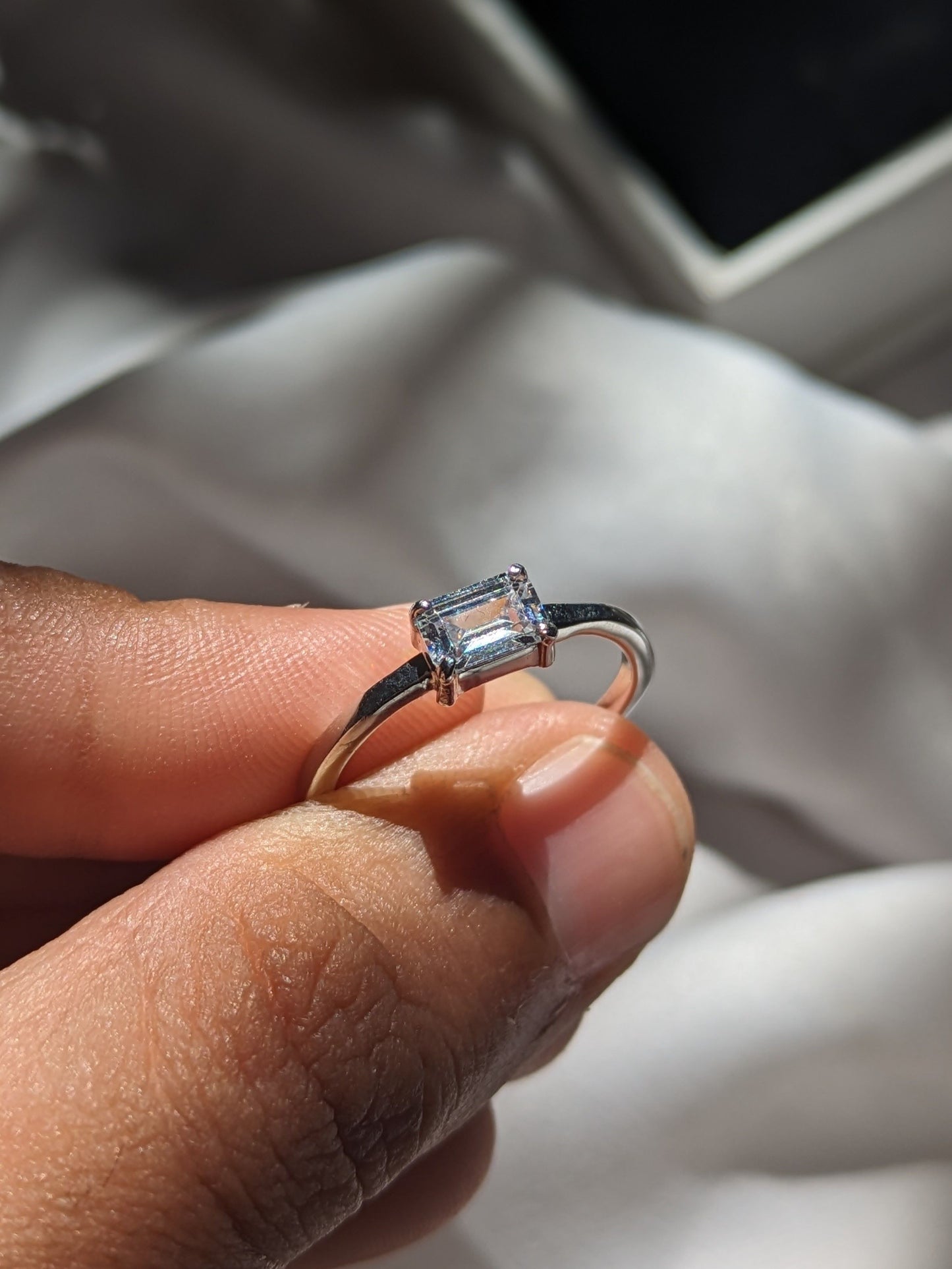 Emery Silver Emerald Diamond Ring