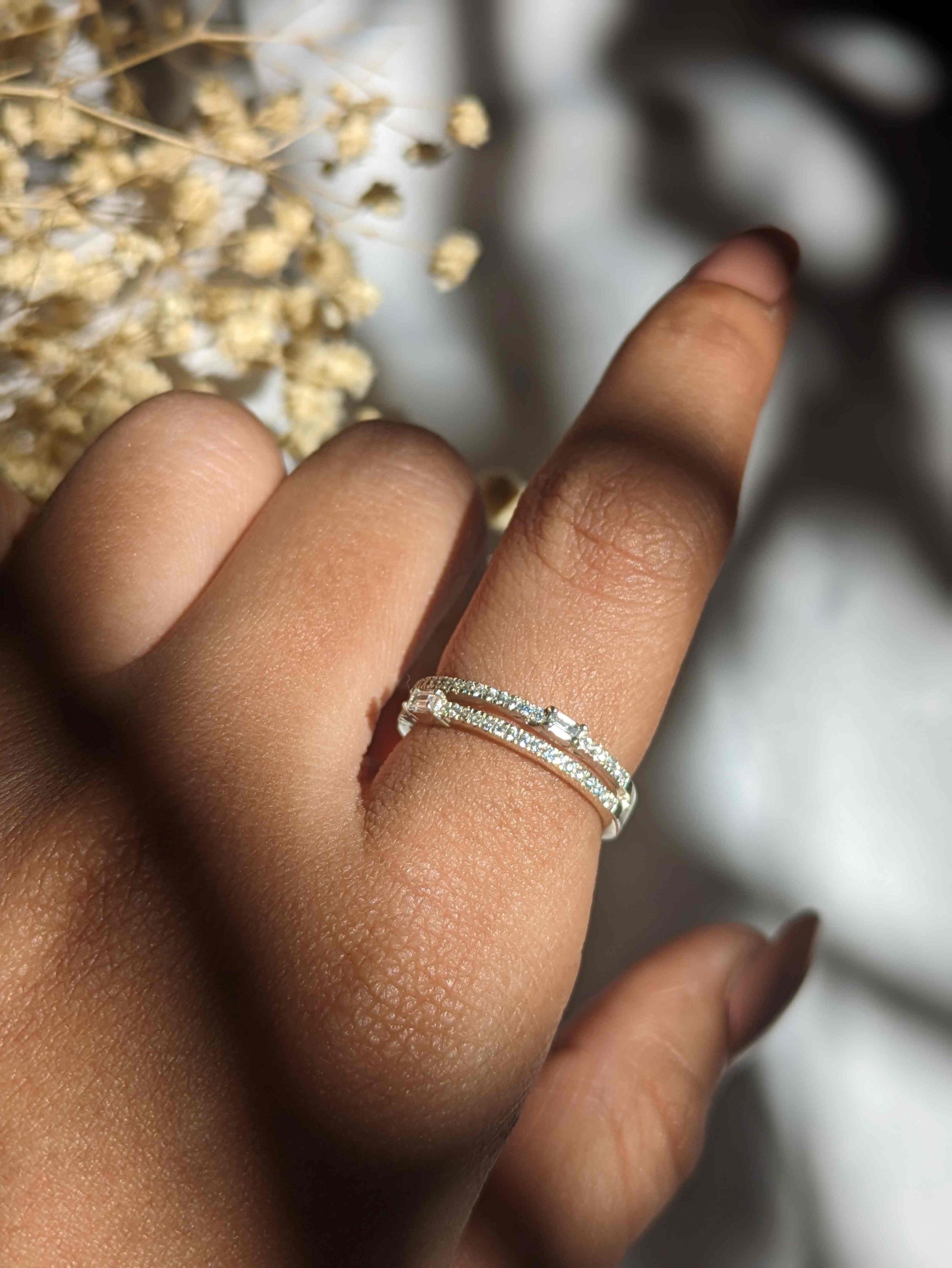 925 Sterling Silver Ring Raelyn Double Layer Diamond Ring