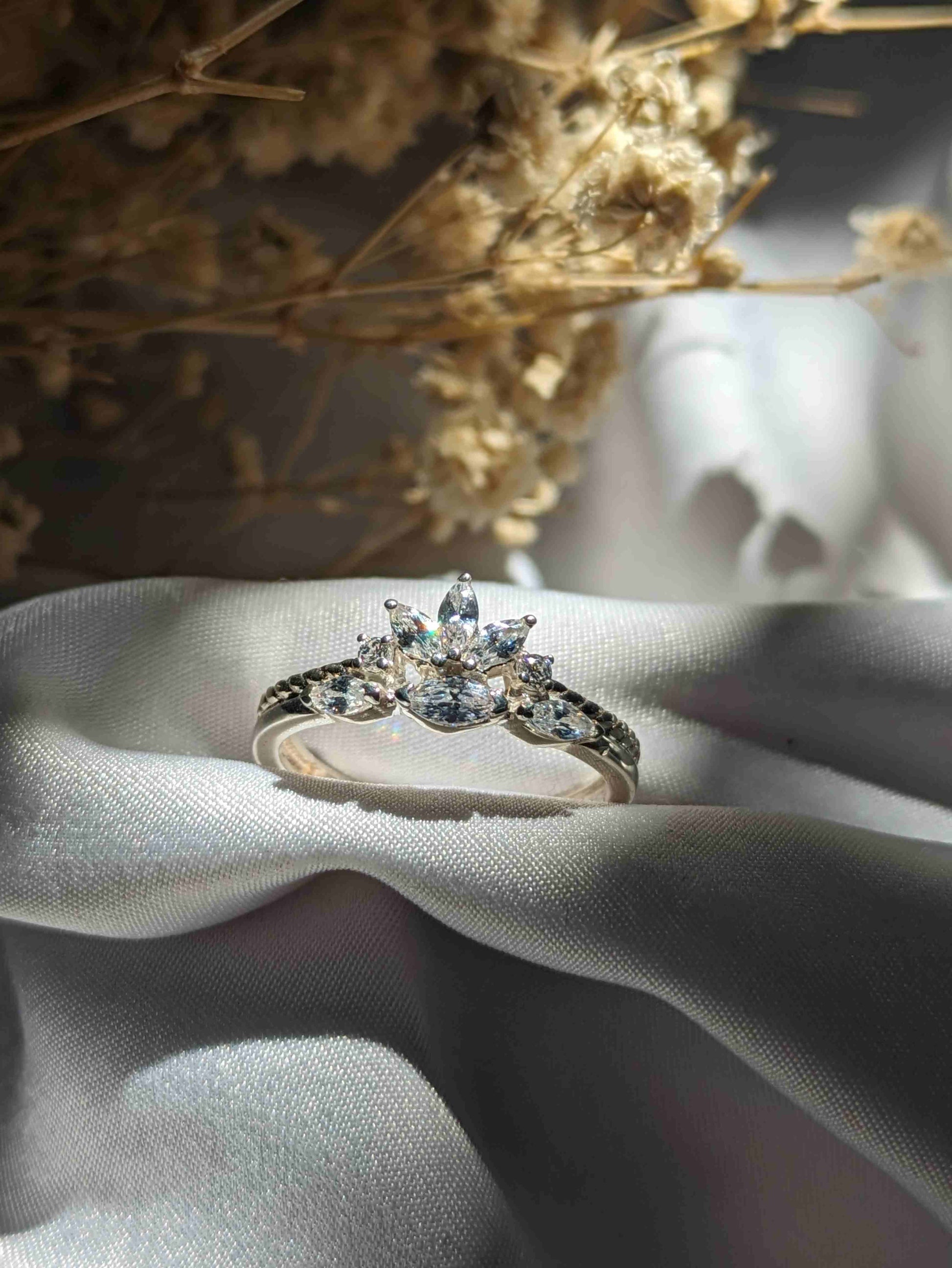 Stone Braided Engagement Rings Emerald Cut Moissanite Engagement