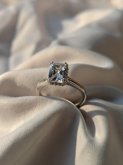 Claire Silver Radiant Diamond Ring