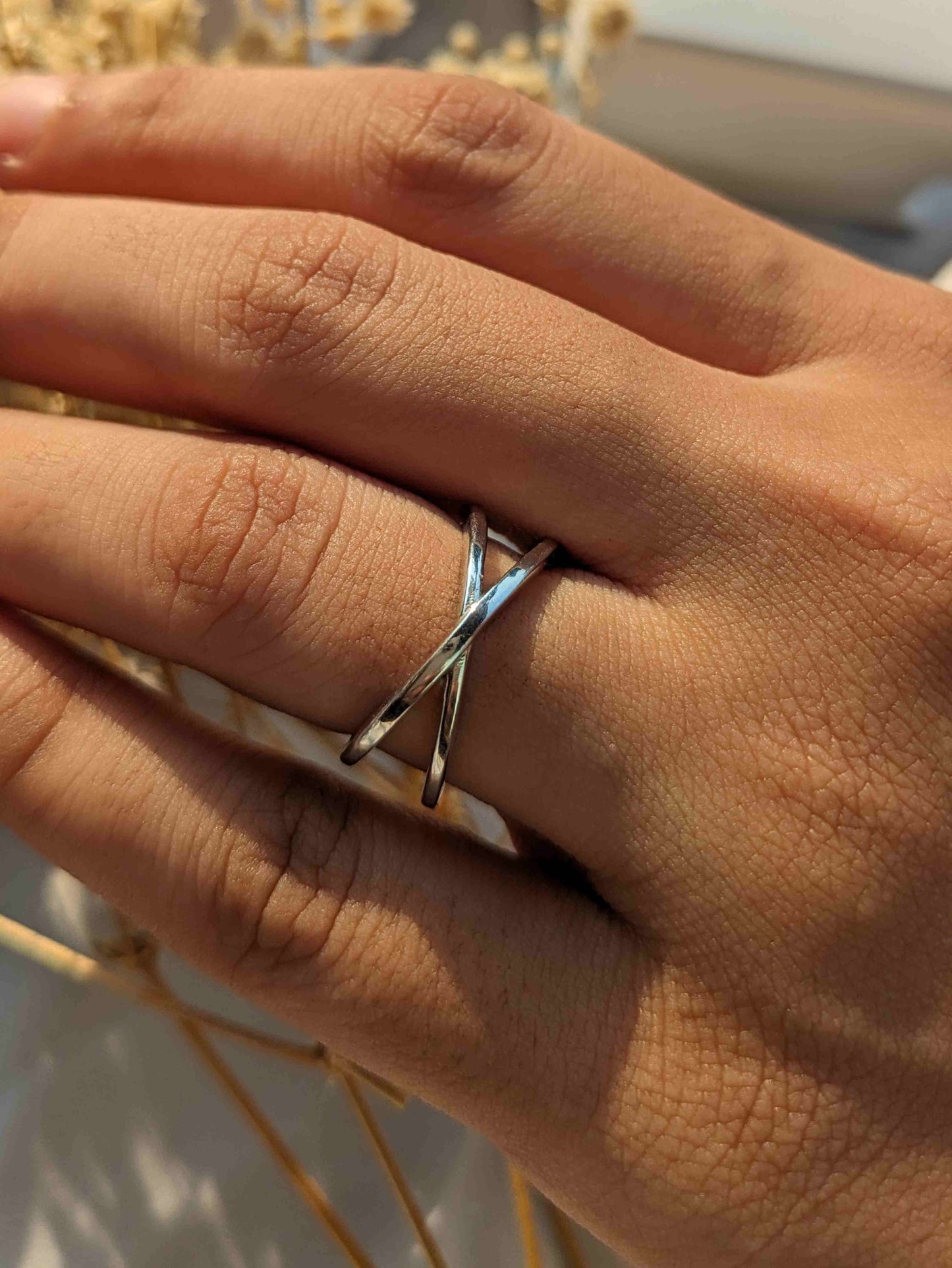 Everly Silver Classy Cross Ring