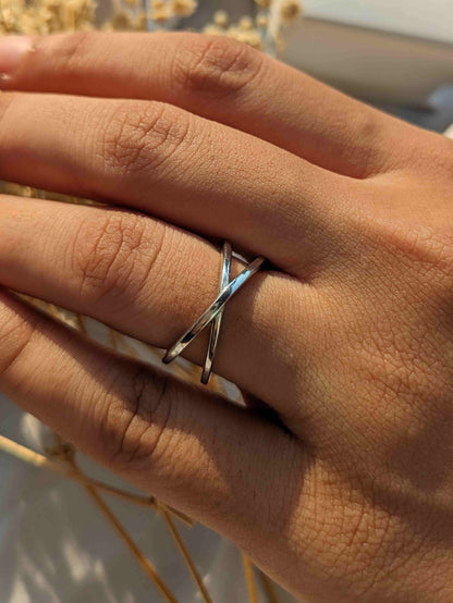 Everly Silver Classy Cross Ring