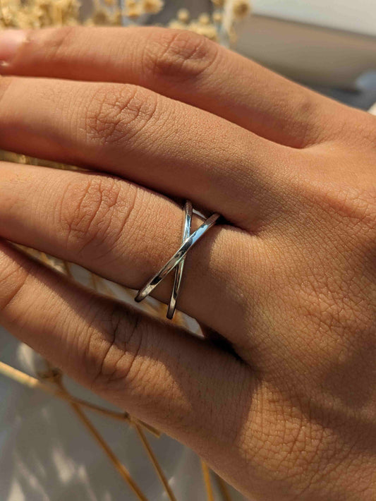 Everly Silver Classy Cross Ring