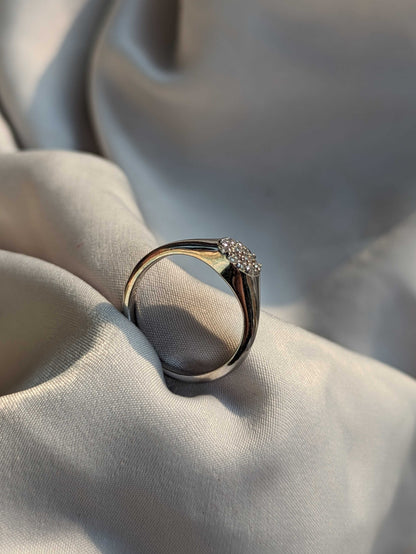 Stella Diamond Signet Silver Ring