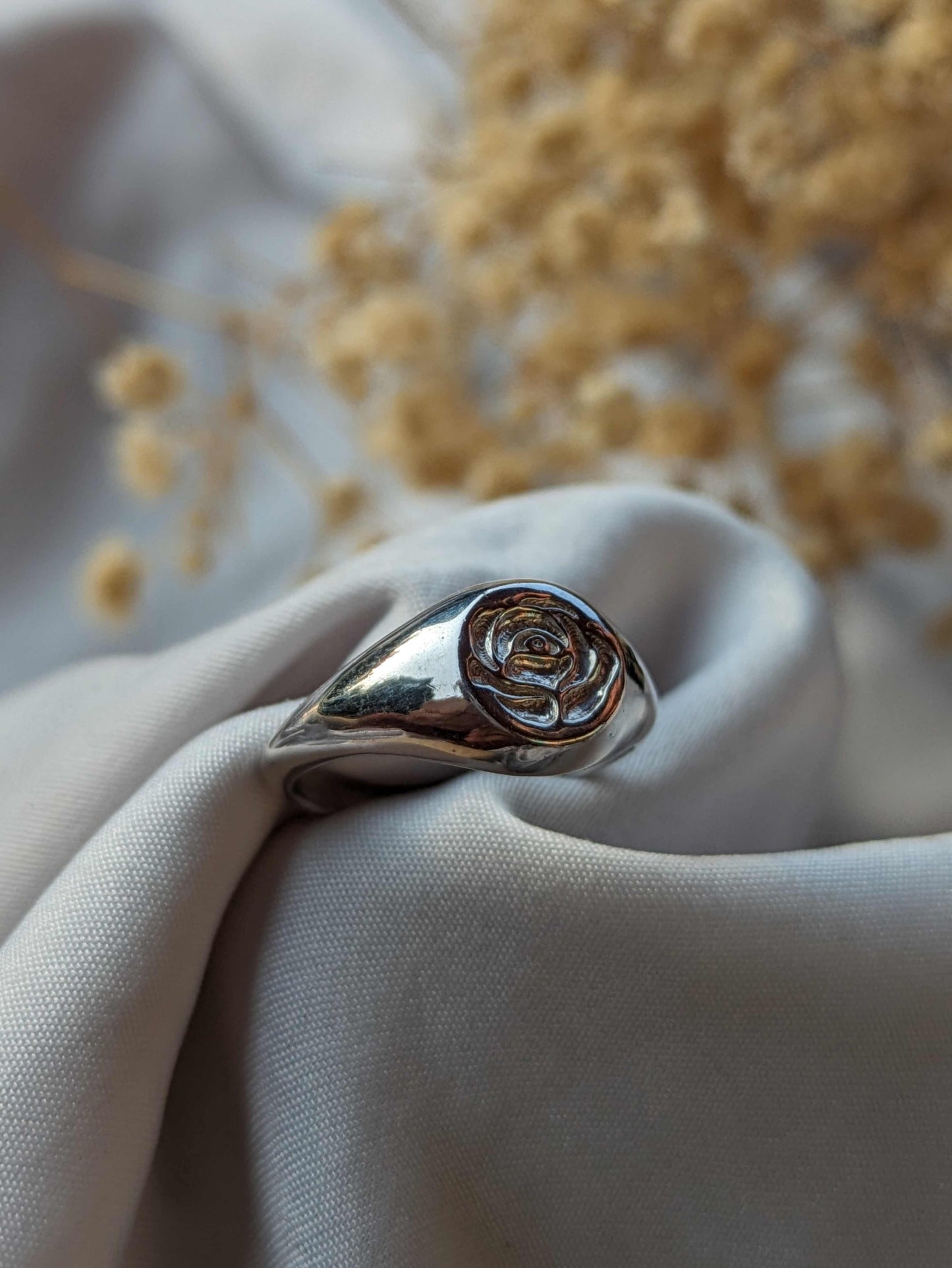 Fleur Silver Signet  Ring
