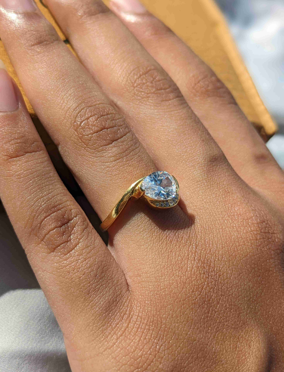 2Ct Hazel Silver Pear Solitaire Ring