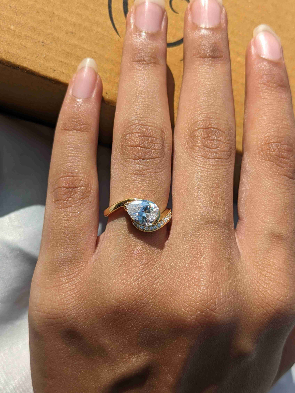 2Ct Hazel Silver Pear Solitaire Ring
