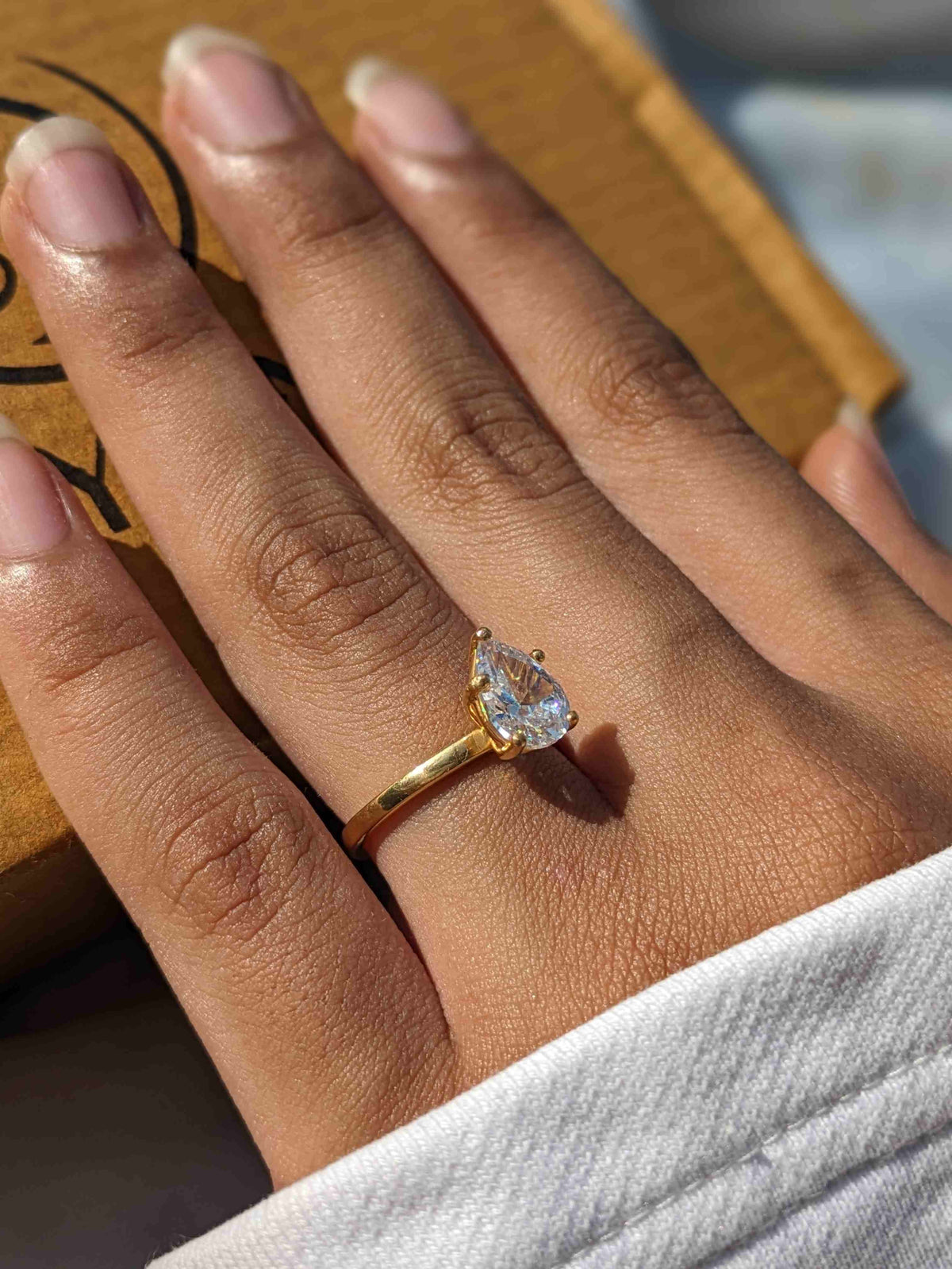2Ct Rhea Silver Pear Solitaire Ring