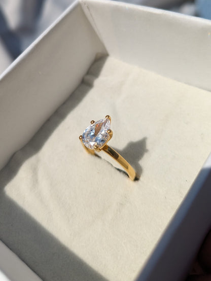 2Ct Rhea Silver Pear Solitaire Ring