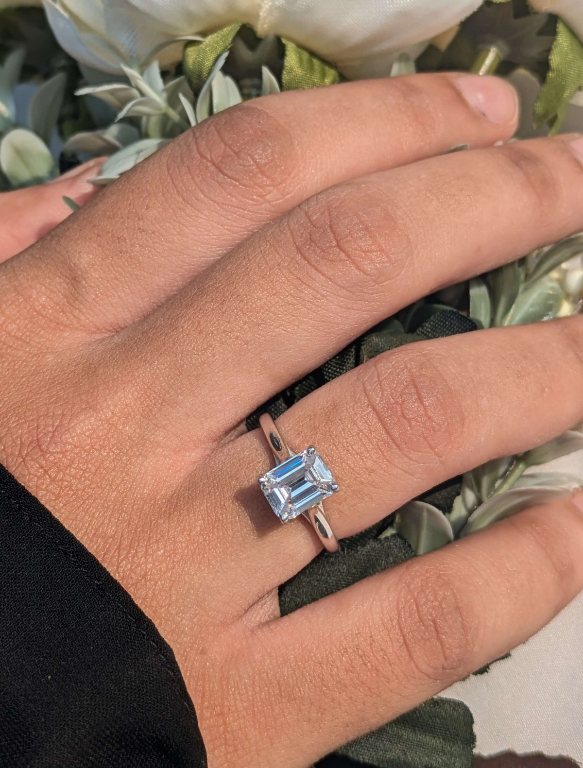 1.6Ct Erza Silver Emerald Solitaire Ring