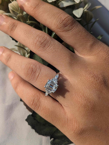 Ellis Silver Emerald Solitaire Ring