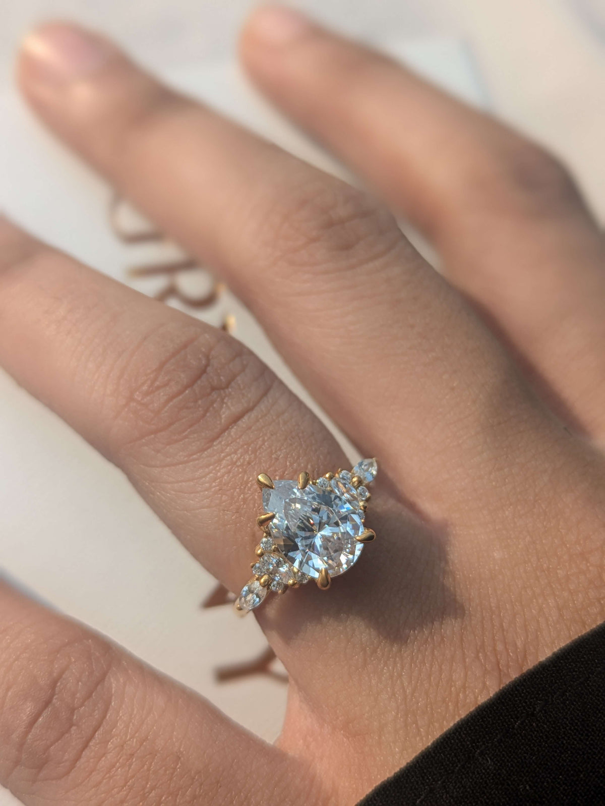 1.8Ct Elaine Silver Pear Solitaire Ring