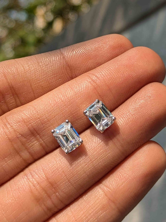 Emerald Stud Silver Earring