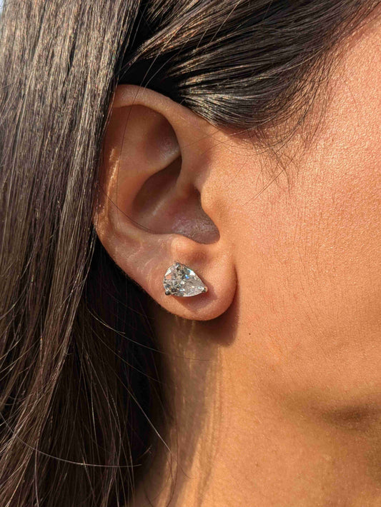 Pear Stud Silver Earring