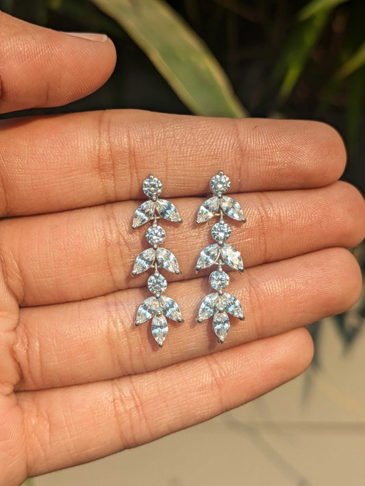 Long Maqruise Silver Dangler Earrings