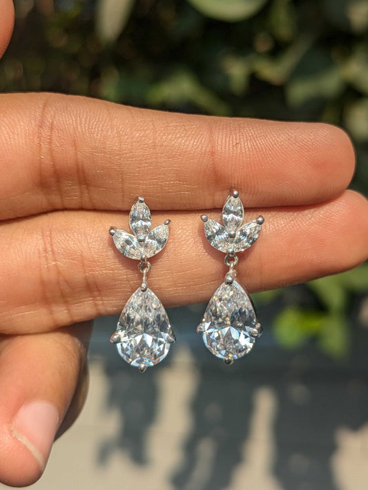 Marquise Drop Silver Dangler Earrings