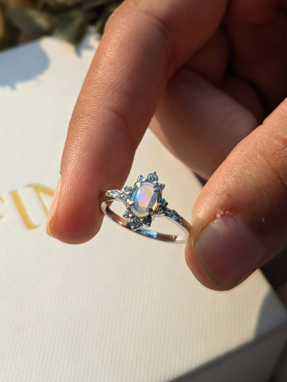 Ferina Silver Opal Diamond Ring