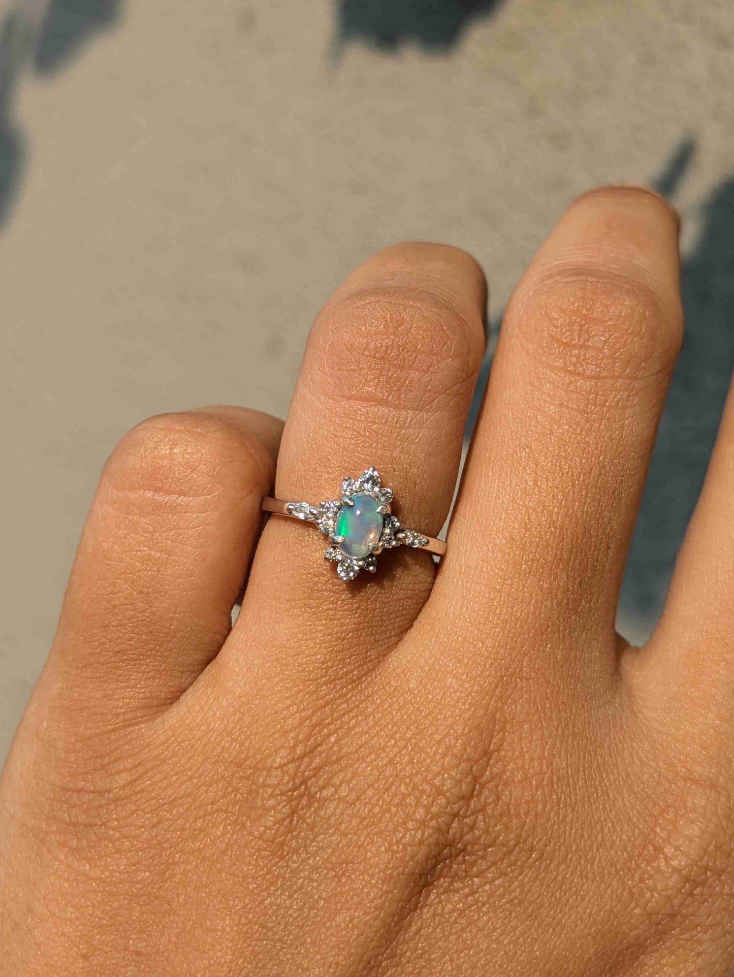 Ferina Silver Opal Diamond Ring