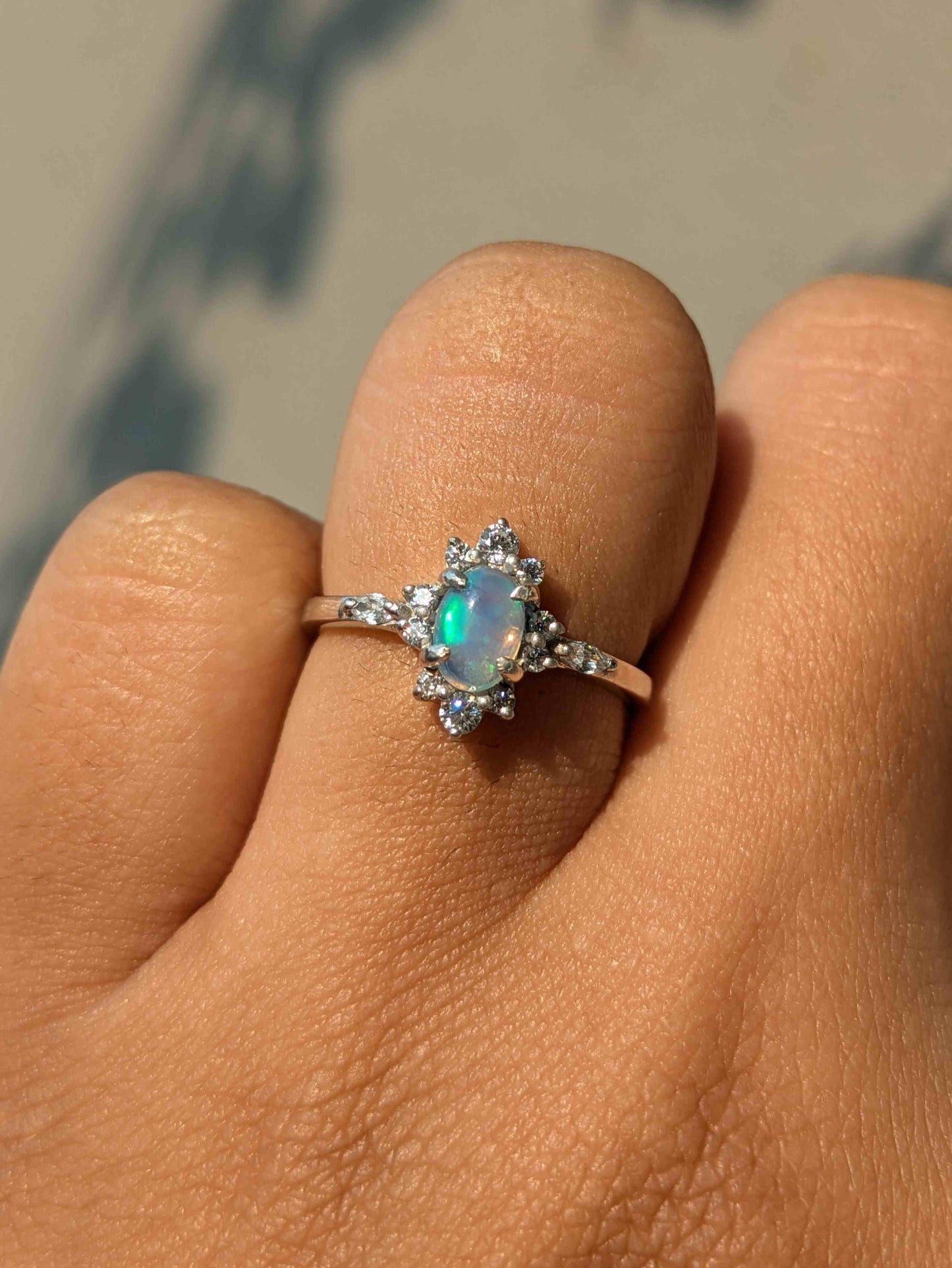 Ferina Silver Opal Diamond Ring