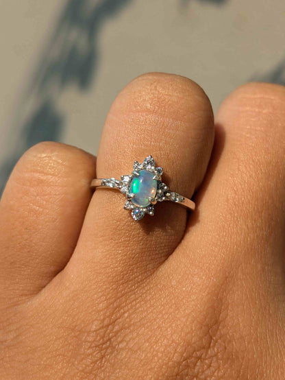Ferina Silver Opal Diamond Ring
