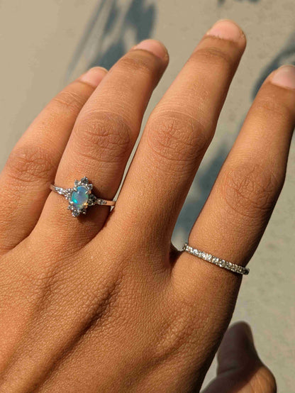 Ferina Silver Opal Diamond Ring