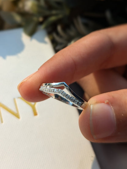 Sophie V-Shape Silver Diamond Ring
