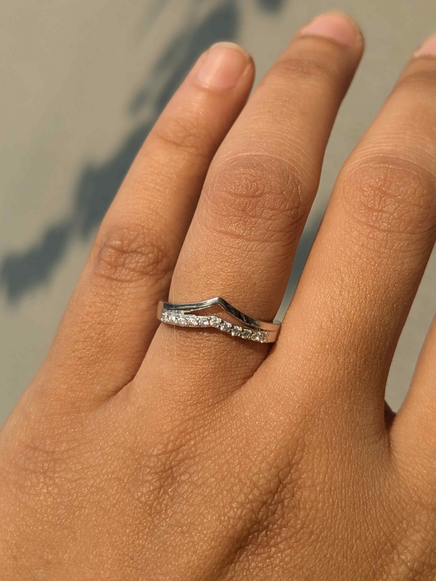 Sophie V-Shape Silver Diamond Ring