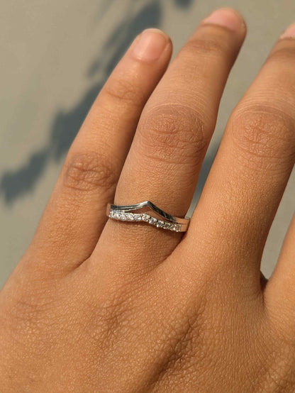 Sophie V-Shape Silver Diamond Ring