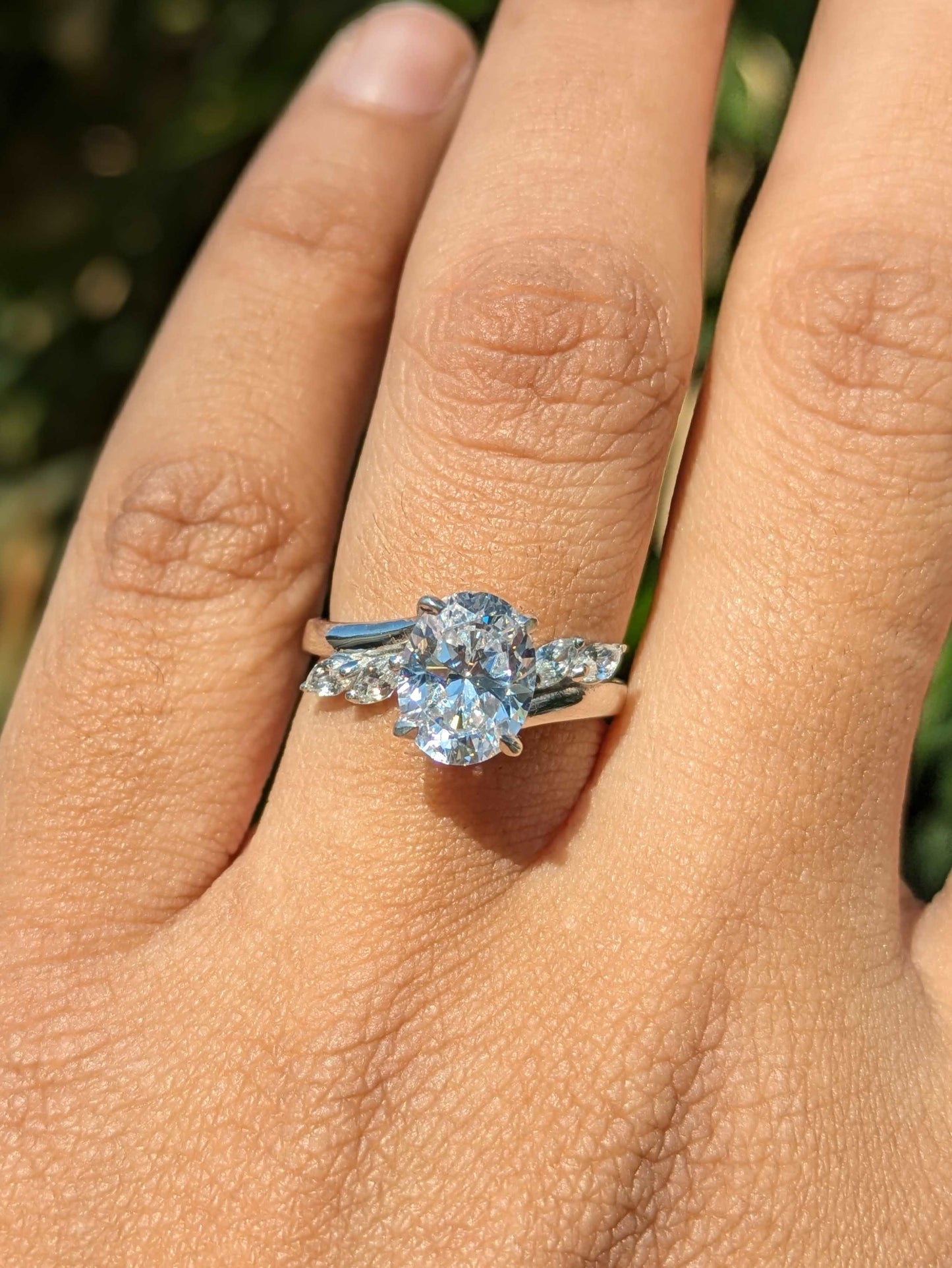 Sarah Silver Oval Solitaire Ring