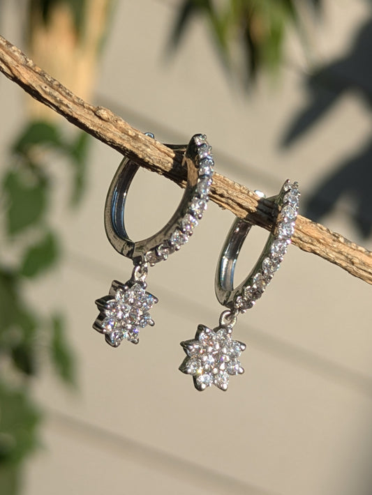 Floral Silver Hoop Earring