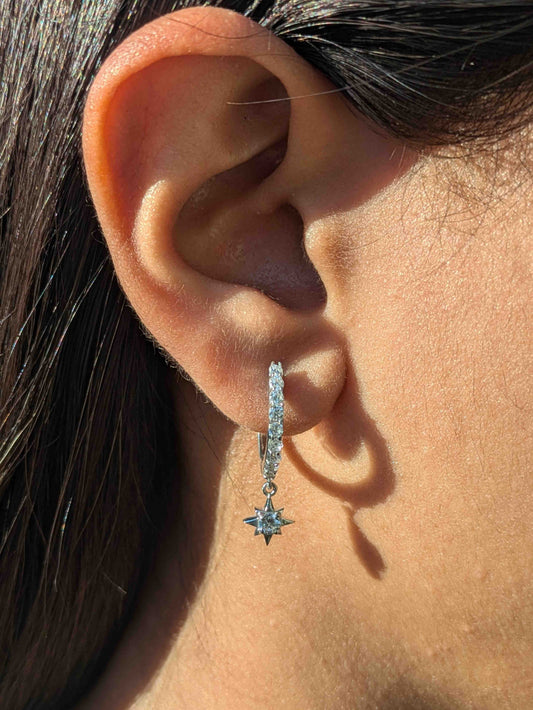 Star Silver Hoop Earring