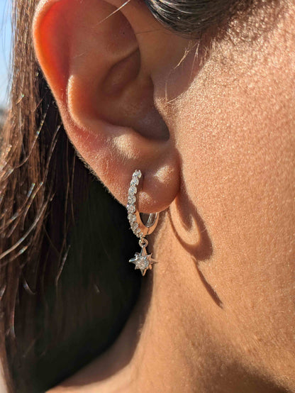Star Silver Hoop Earring