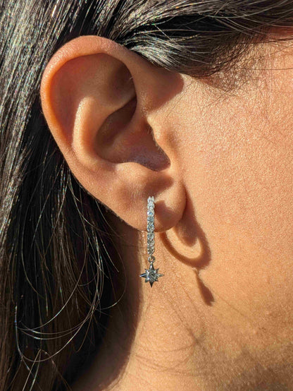 Star Silver Hoop Earring