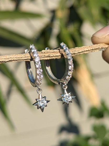 Star Silver Hoop Earring